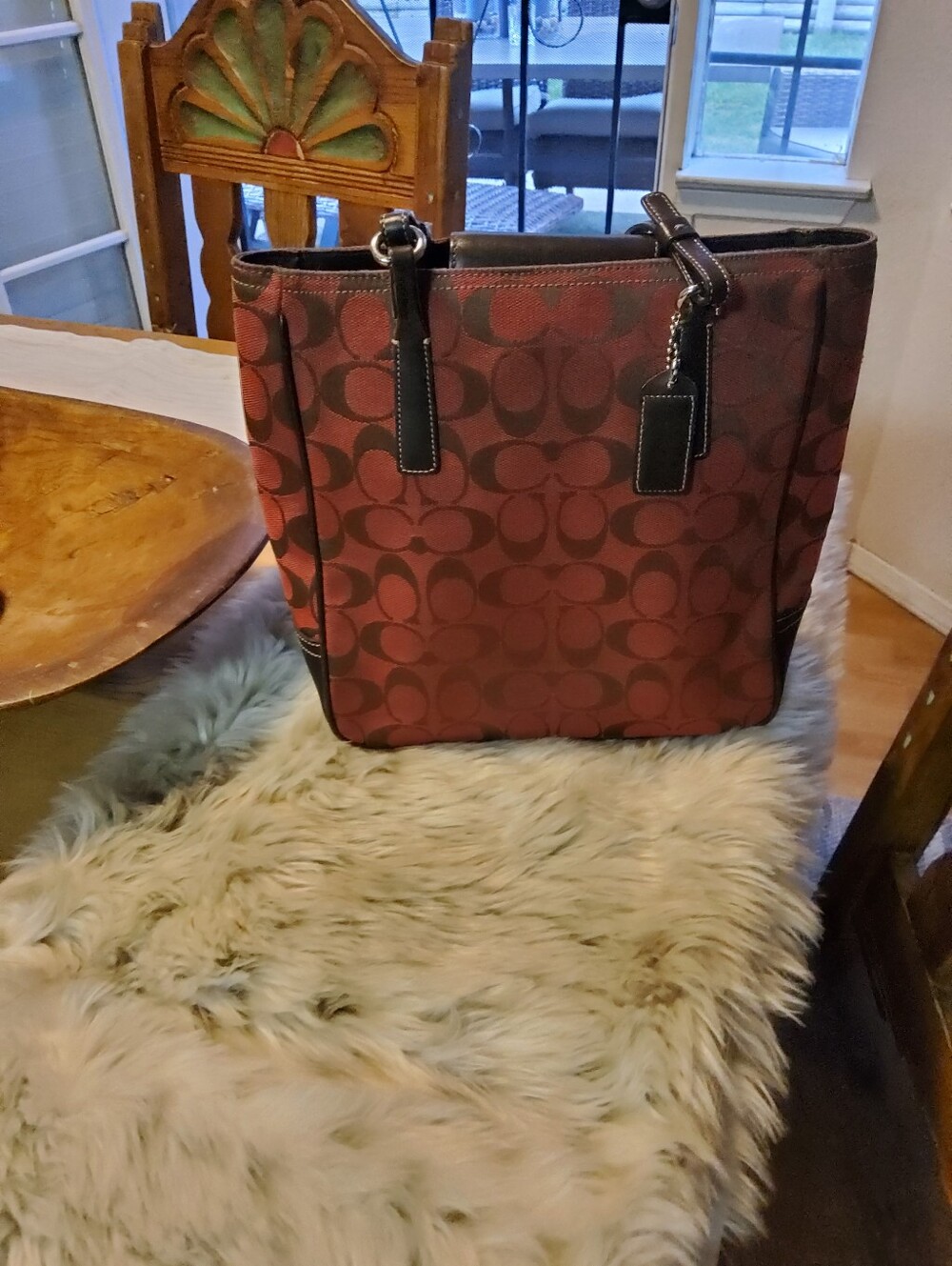 Coach Signature Series Tapestry and Leather EUC 6090 FLAW Sold as Is
